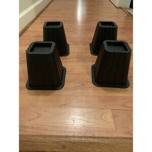 Home Basics 4 Piece Furniture Risers for Bed Sofa Chair 4.25"X6.5" Black